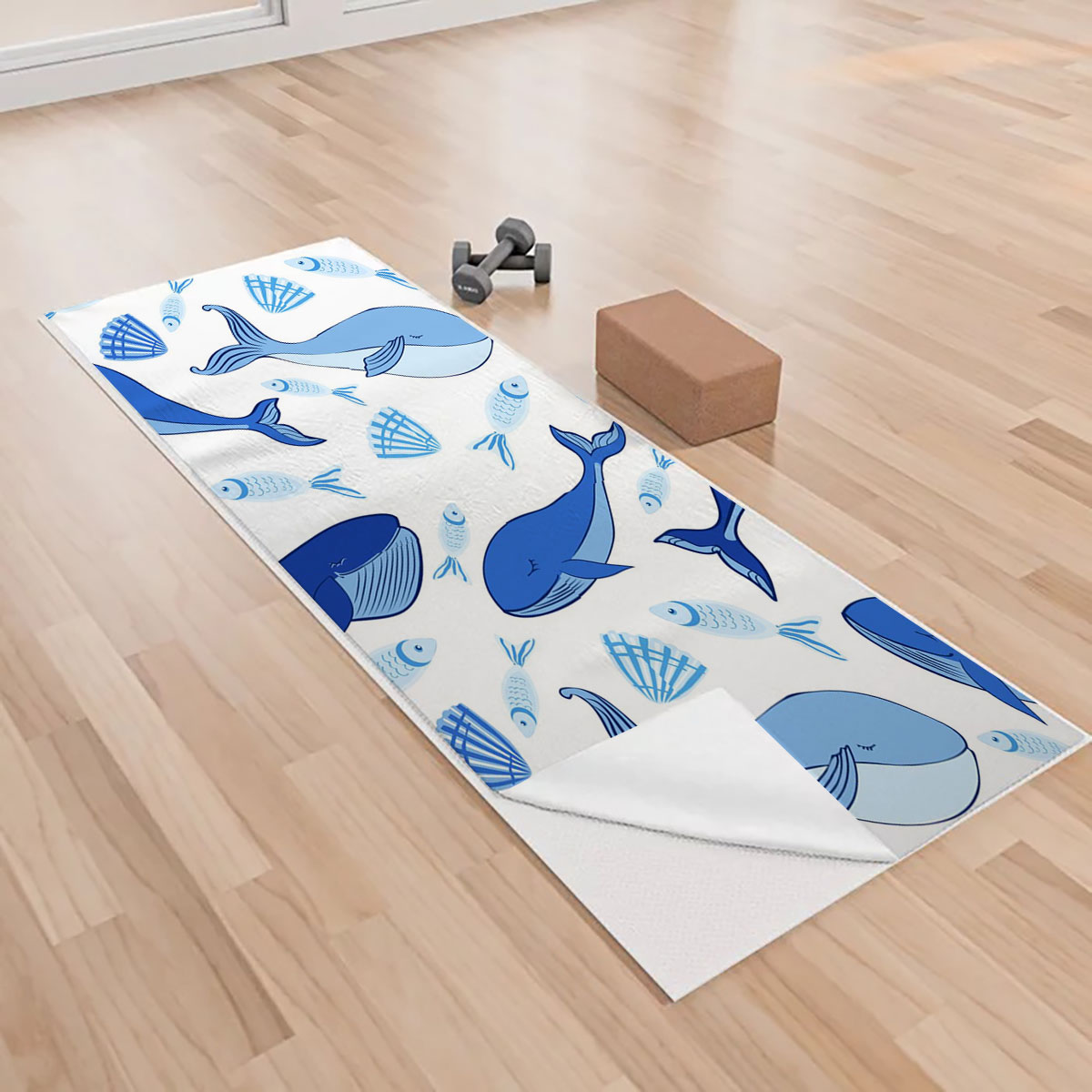 Blue Whale Monogram Yoga Towels