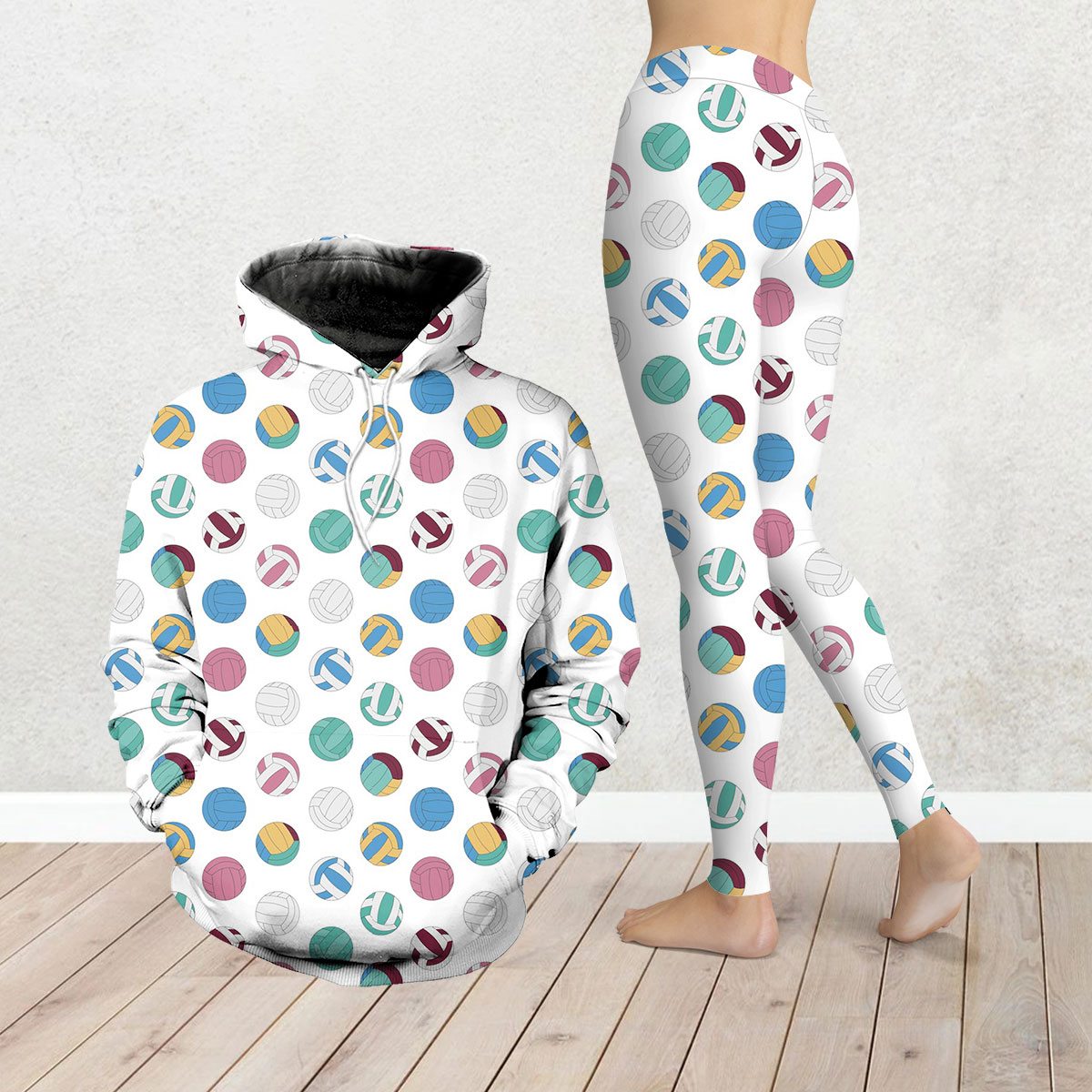 Colorful Volleyball Legging Hoodie Set