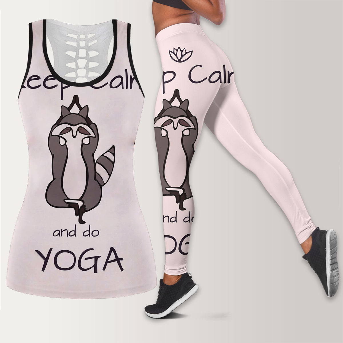 Calm And Yoga Raccoon Legging Tank Top set