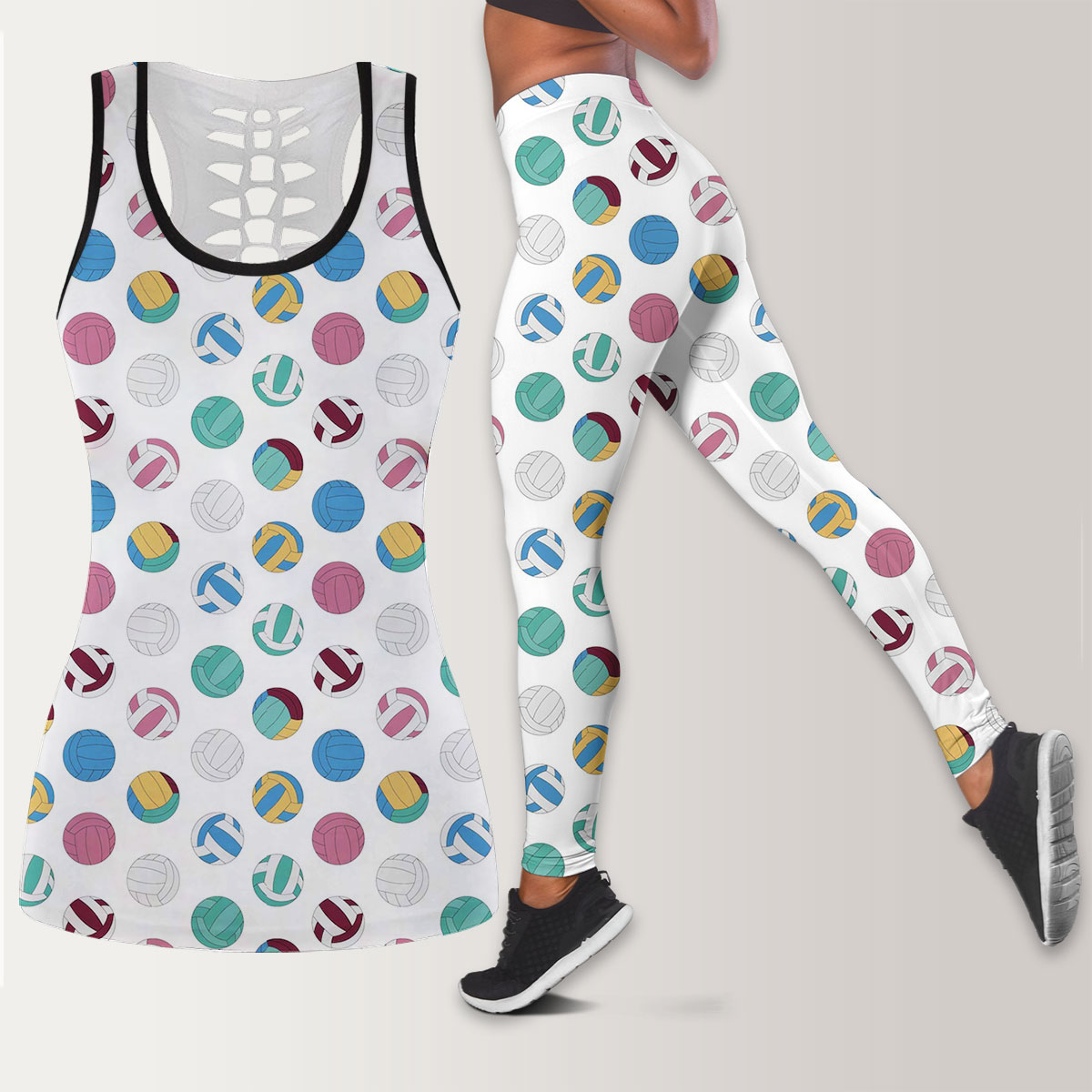 Colorful Volleyball Legging Tank Top set