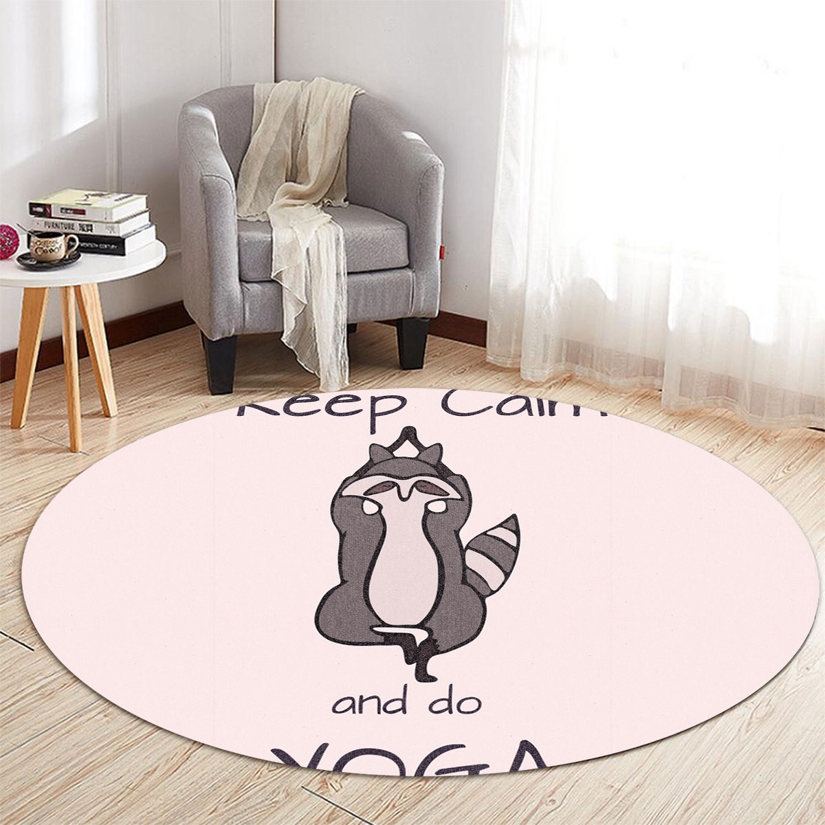 Calm And Yoga Raccoon Round Carpet
