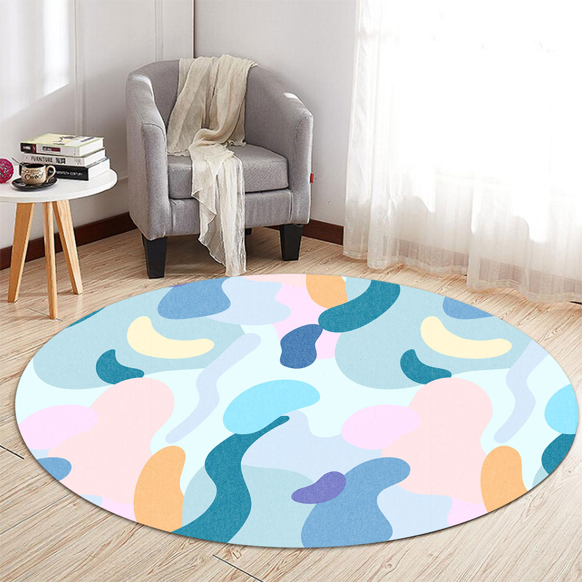 Colorful Abstract Minimalist Round Carpet