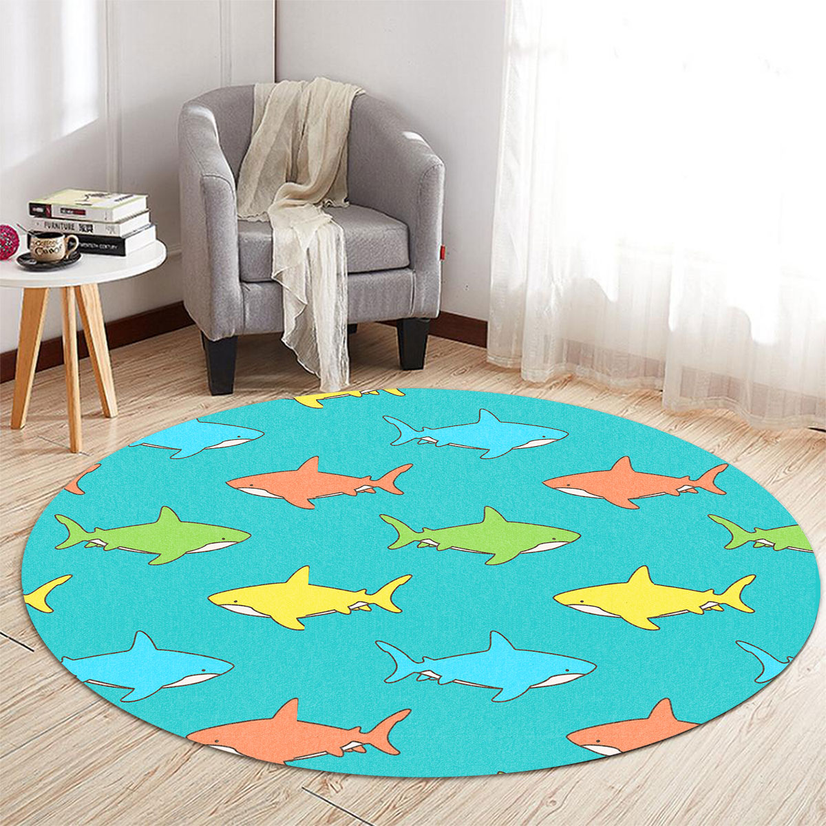 Colors Great White Shark Round Carpet