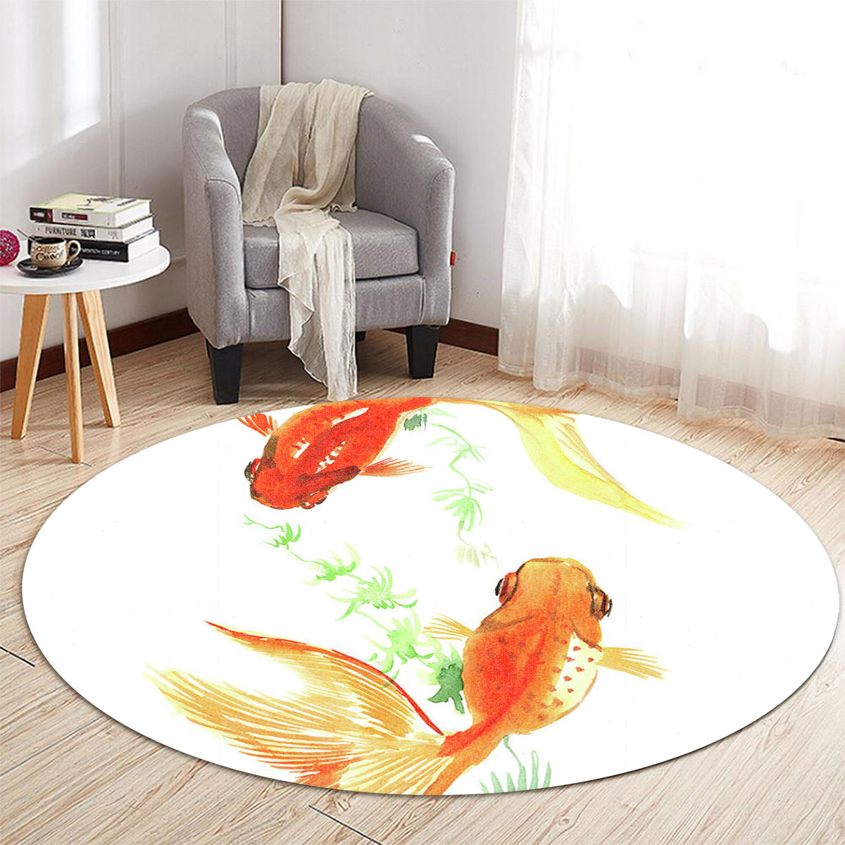 Couple Goldfish Round Carpet