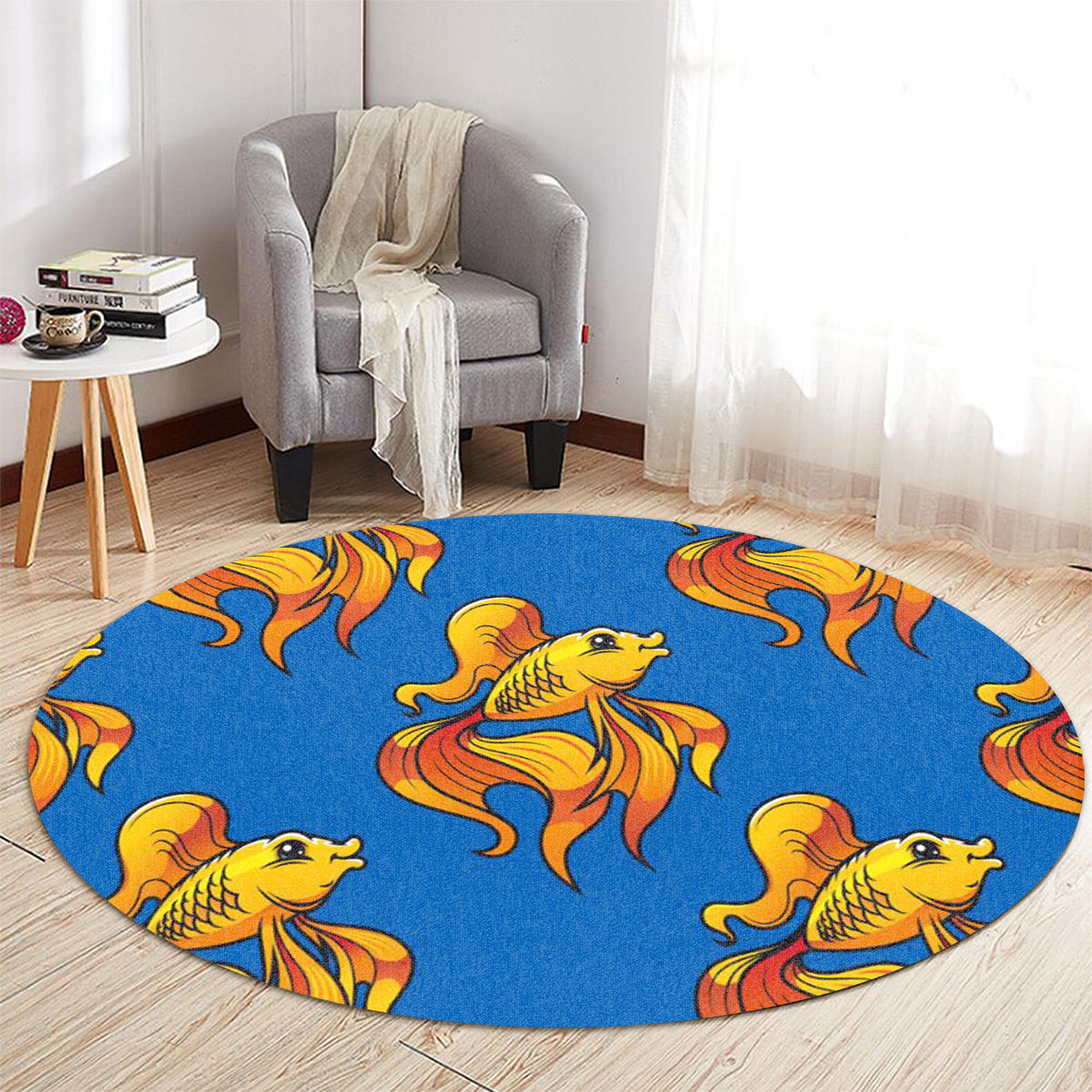 Cute Cartoon Goldfish Round Carpet