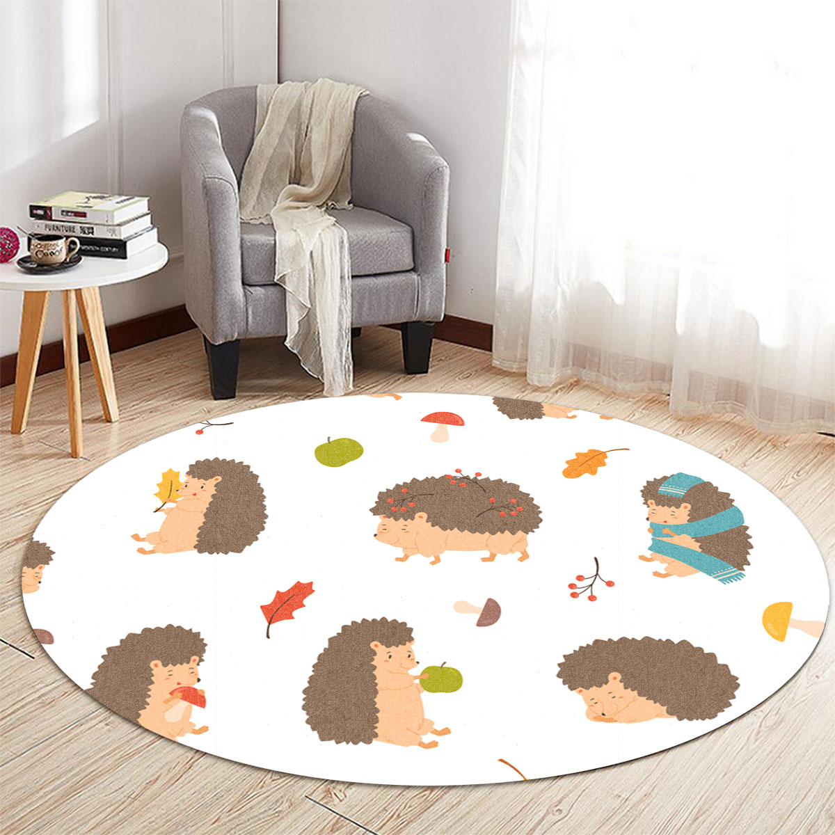 Cute Hedgehog Round Carpet