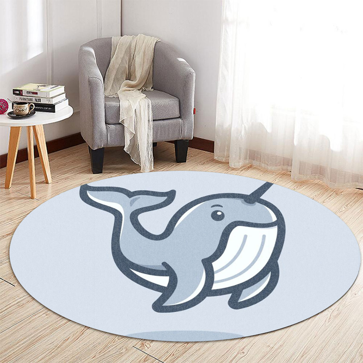 Cute Narwhal Round Carpet