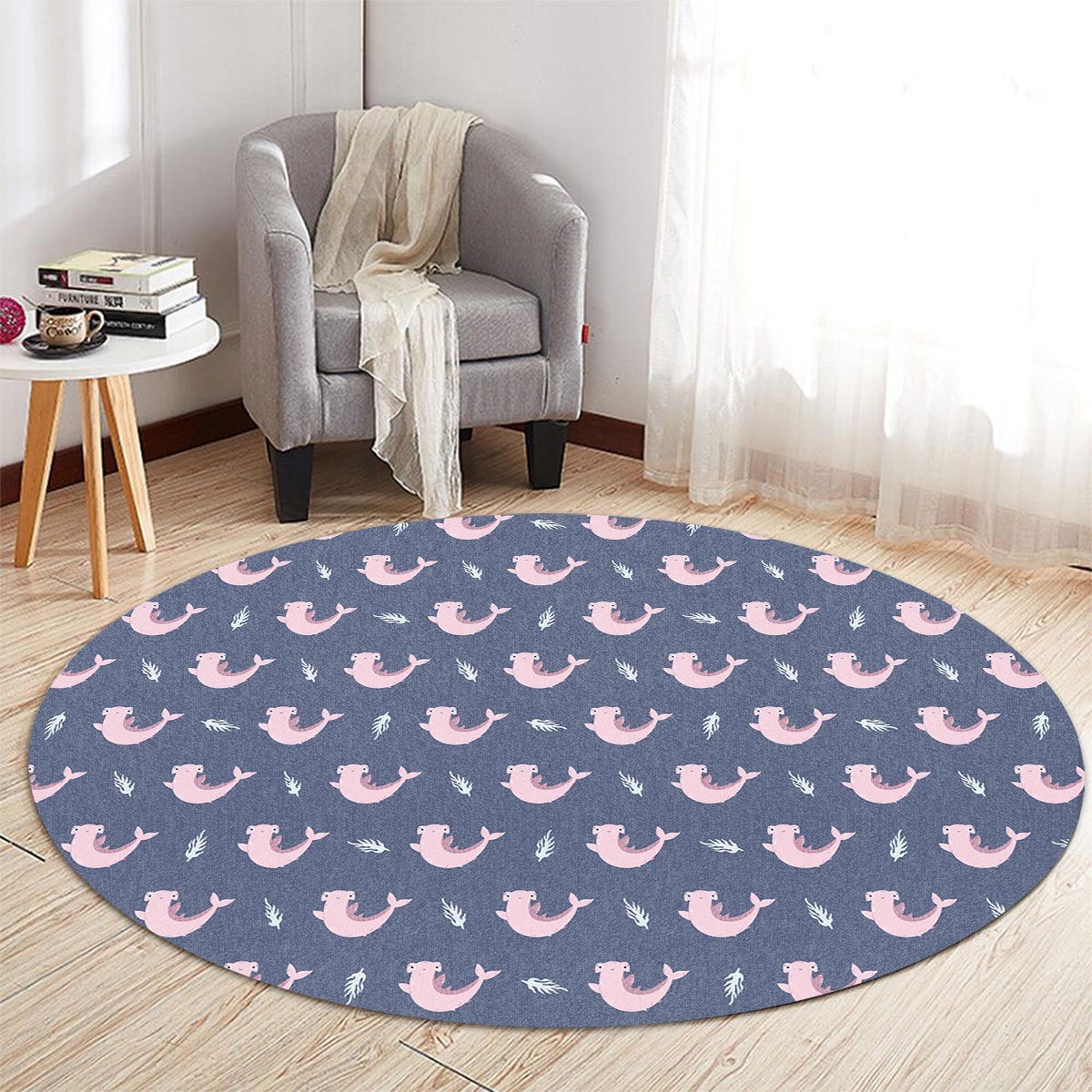 Cute Pink Hammerhead Round Carpet