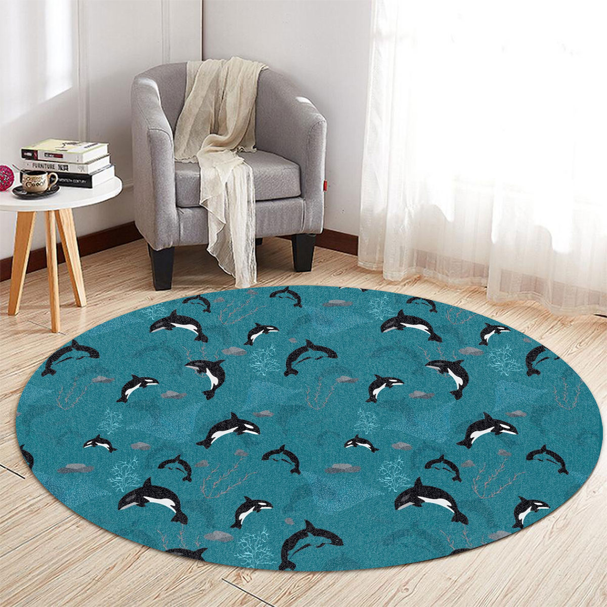 Deep Sea Orca Round Carpet