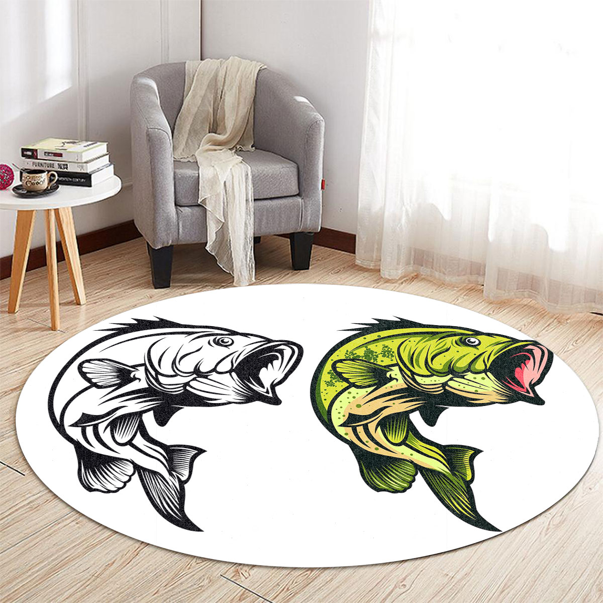Double Bass Fish Round Carpet