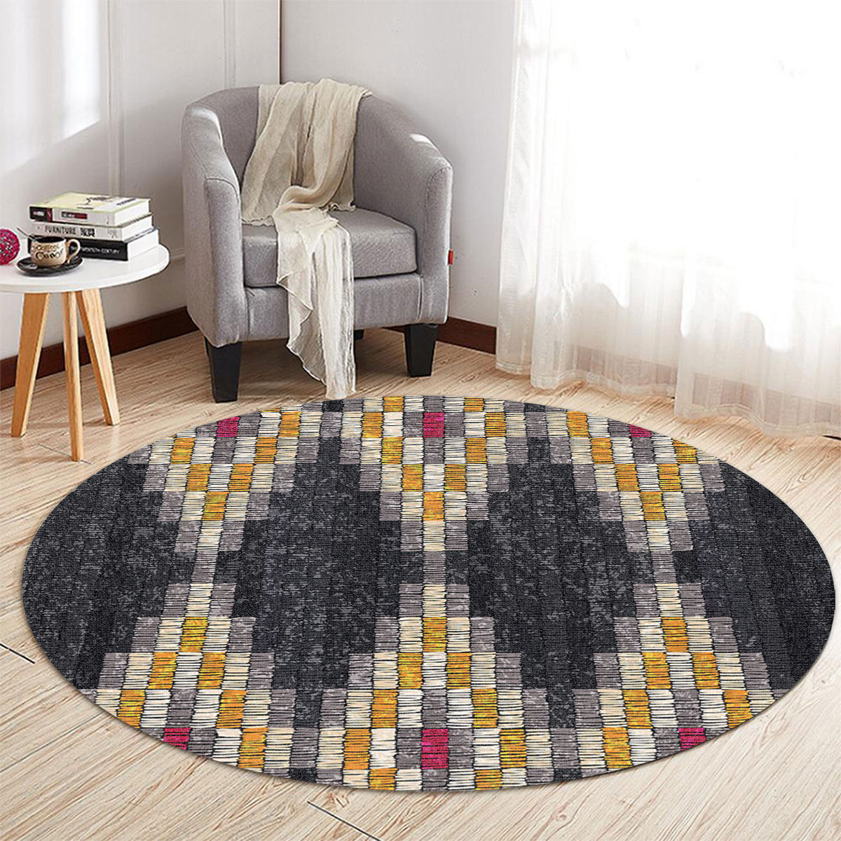 Embroidered Bohemian Style Round Carpet