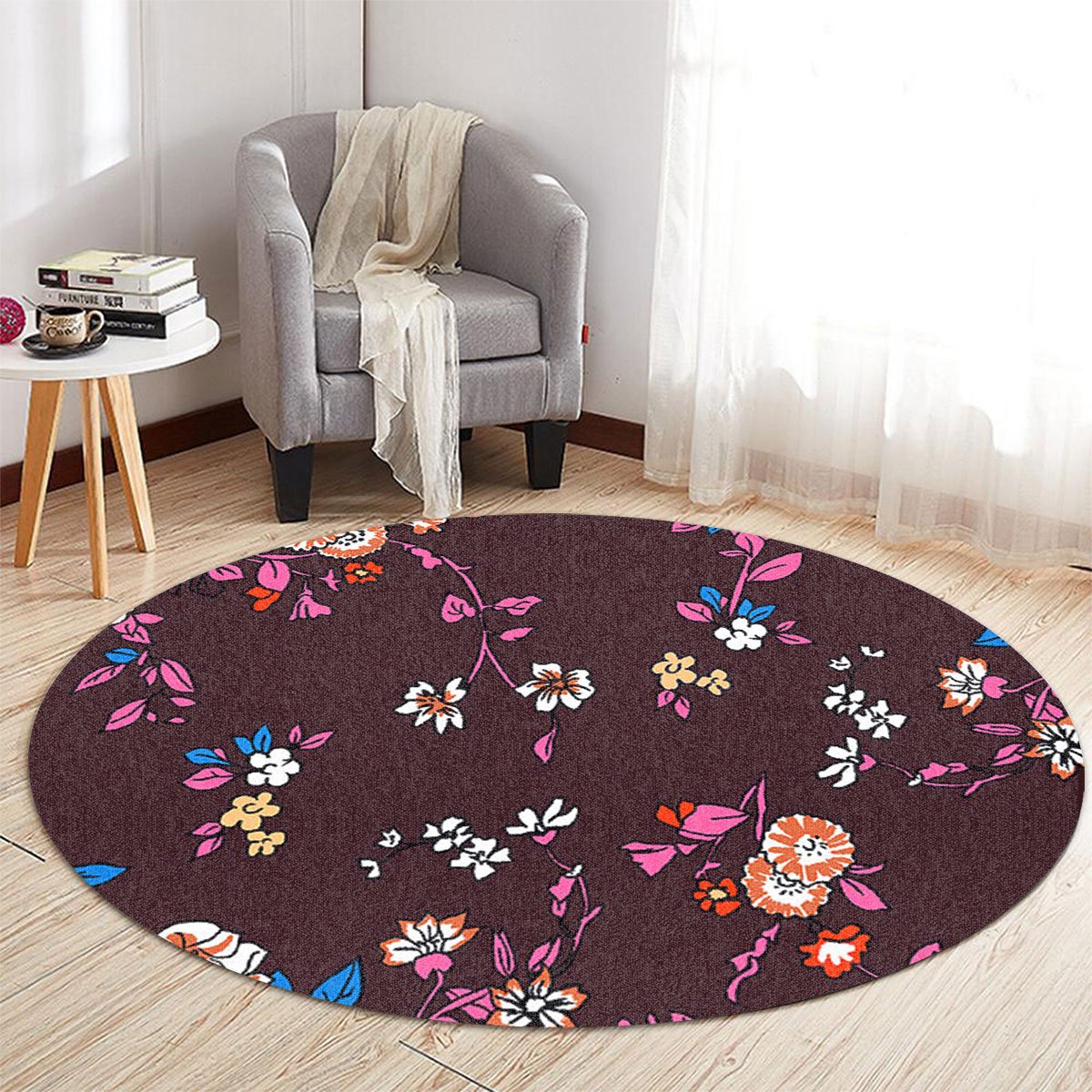 Floral Bohemian Round Carpet