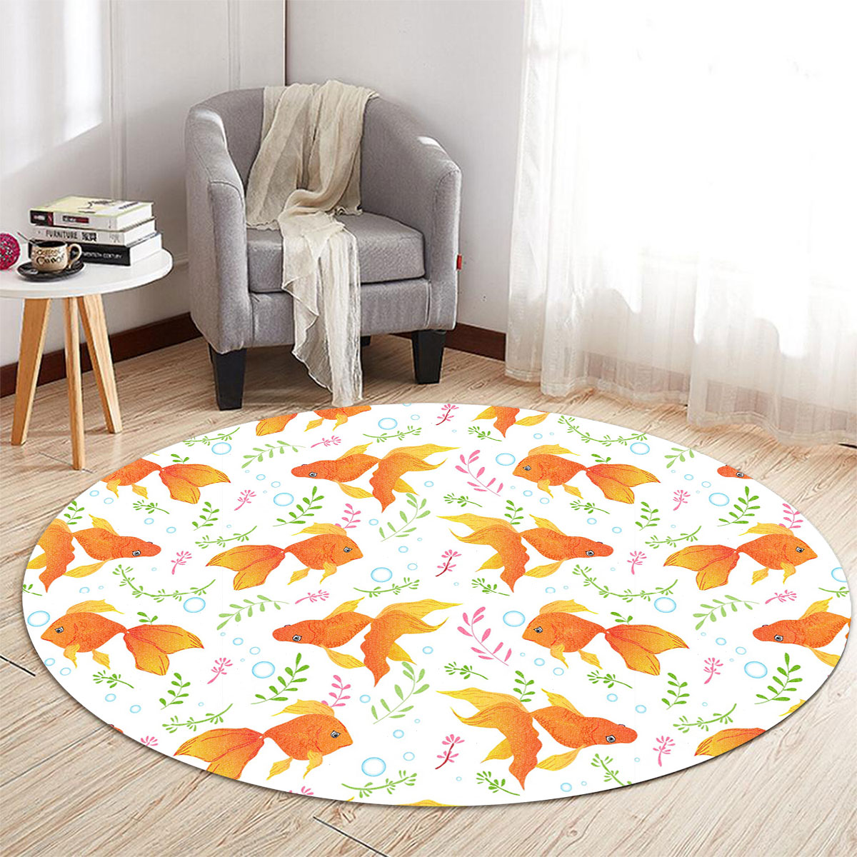 Floral Goldfish Round Carpet