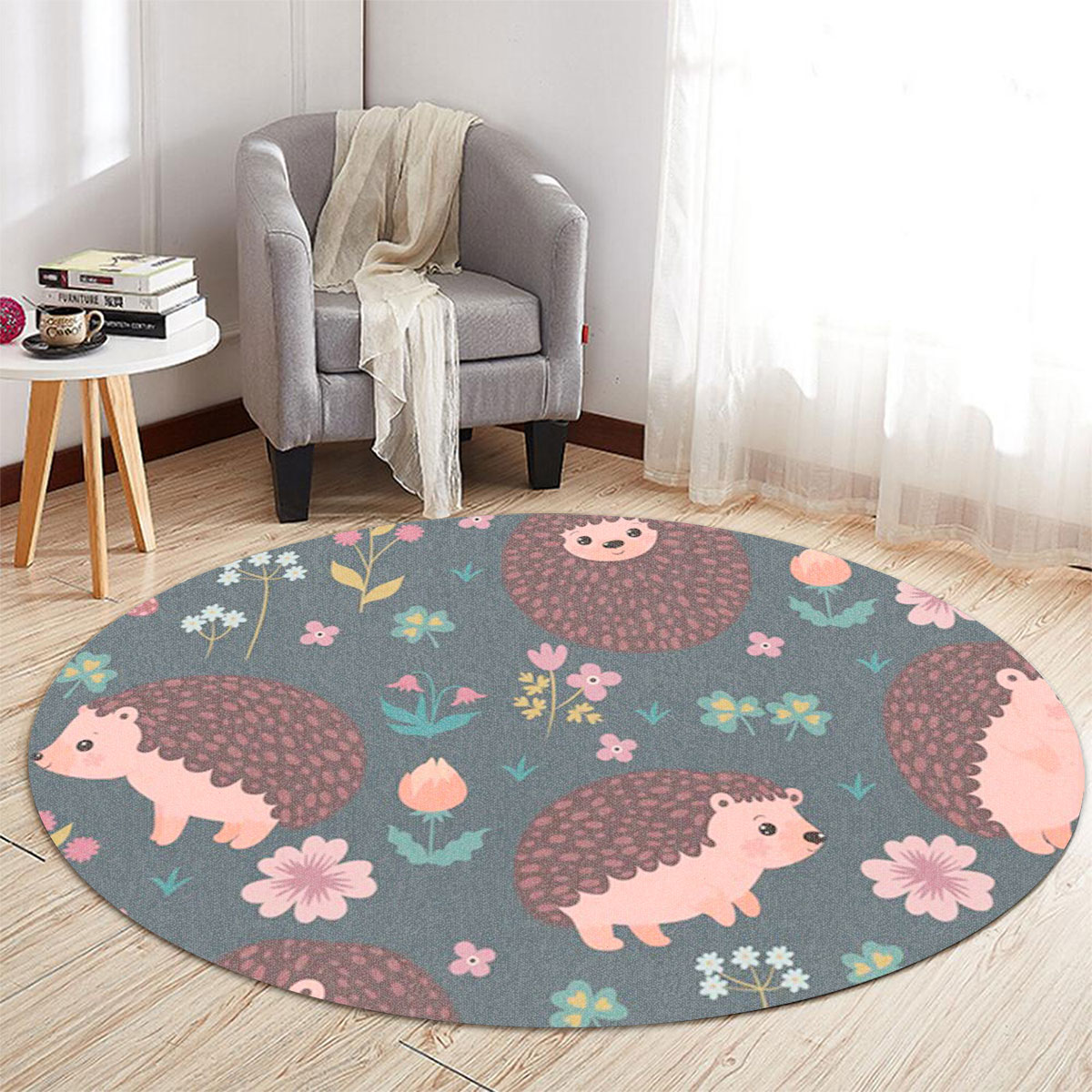 Flower Hedgehog Round Carpet