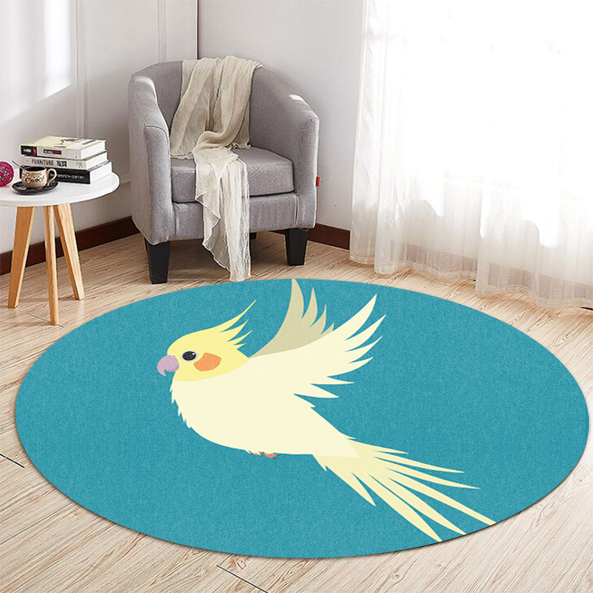 Flying Cockatiel Round Carpet