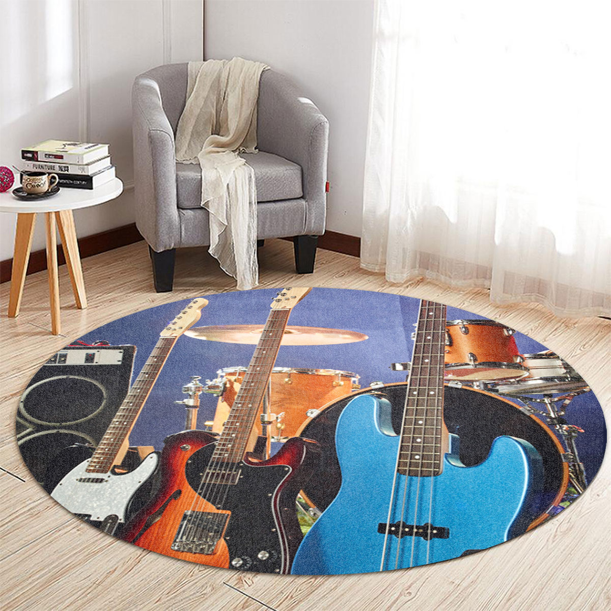 Hippie Electric Guitar Round Carpet