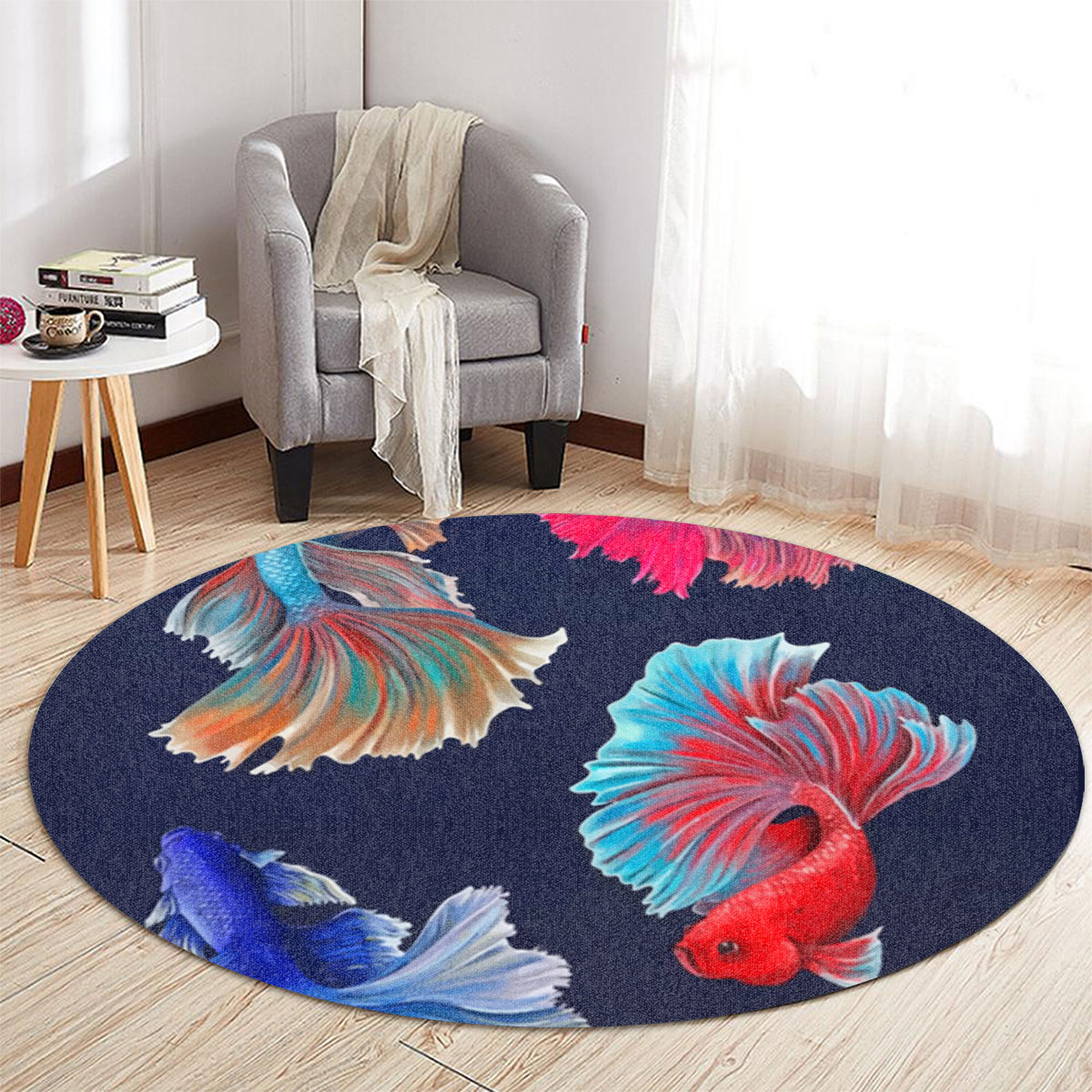 Iconic Four Betta Fish Round Carpet