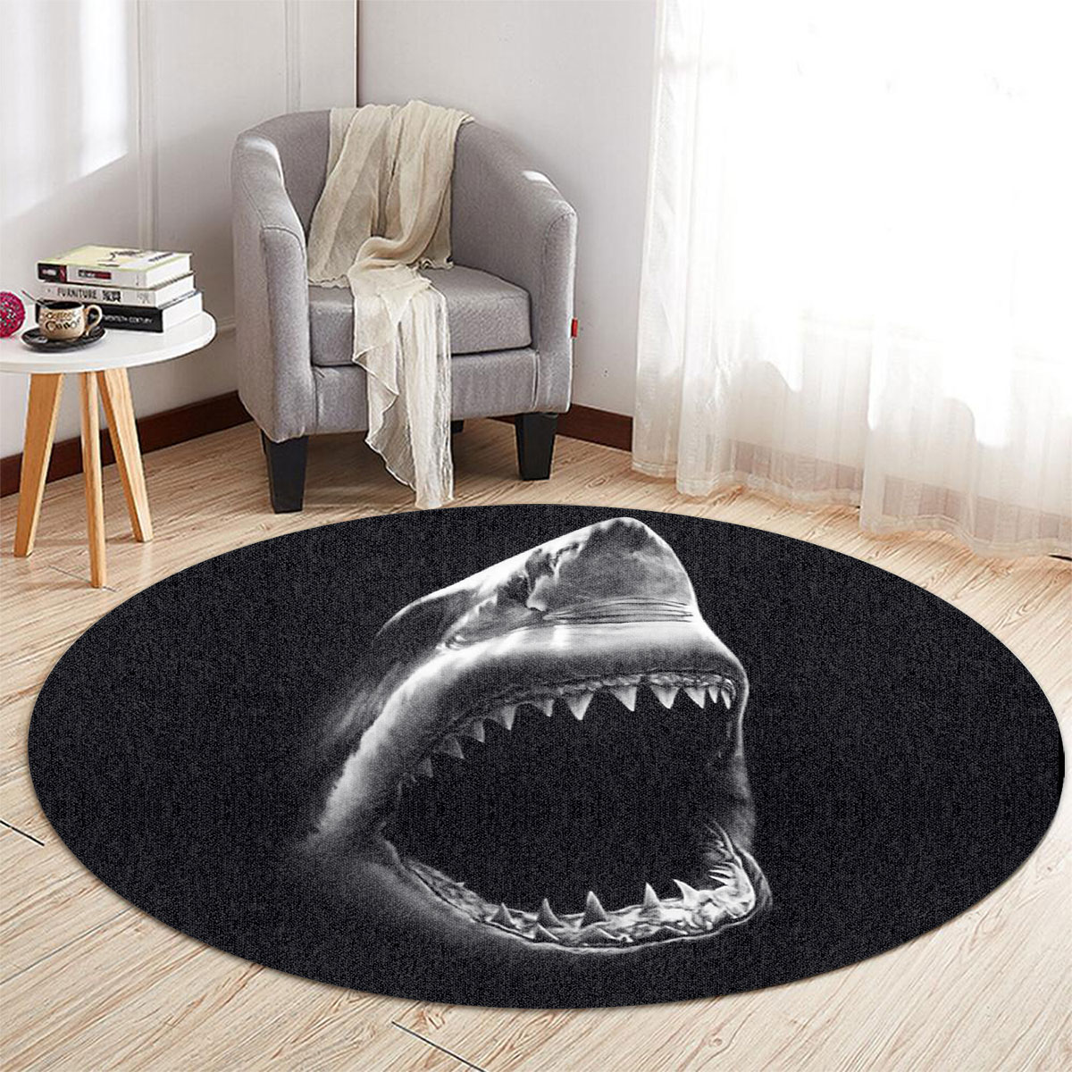 Jaw Great White Shark Round Carpet