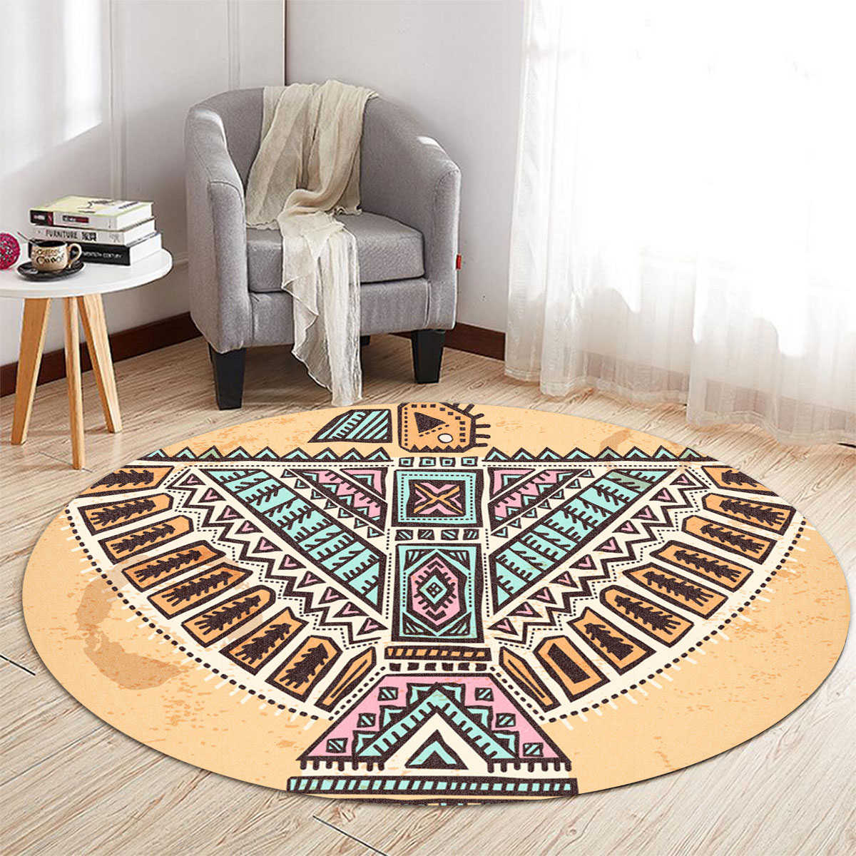 Lunarable Native American Round Carpet