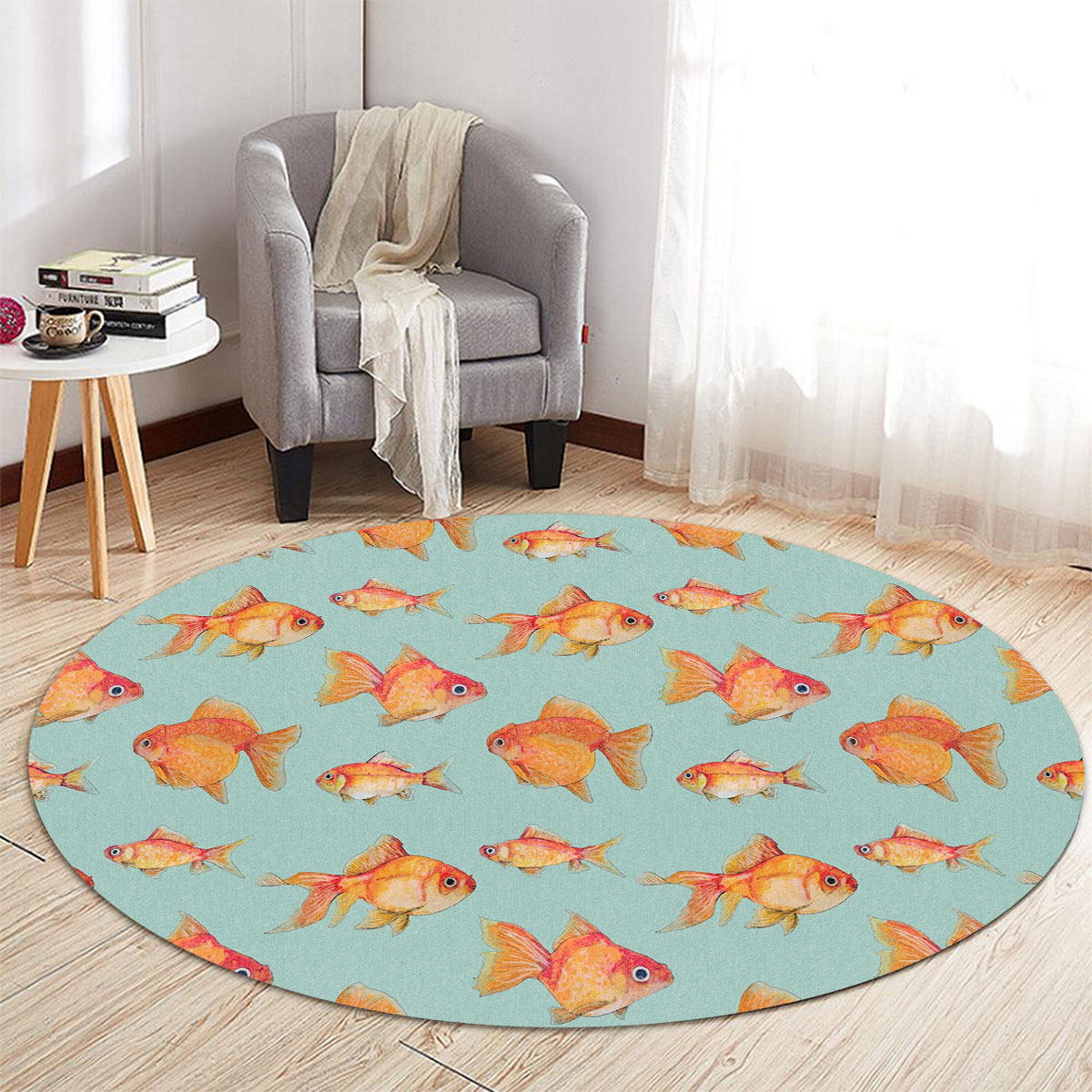 Many Goldfish Monogram Round Carpet