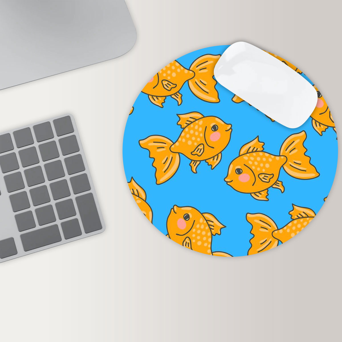 Cartoon Goldfish Round Mouse Pad