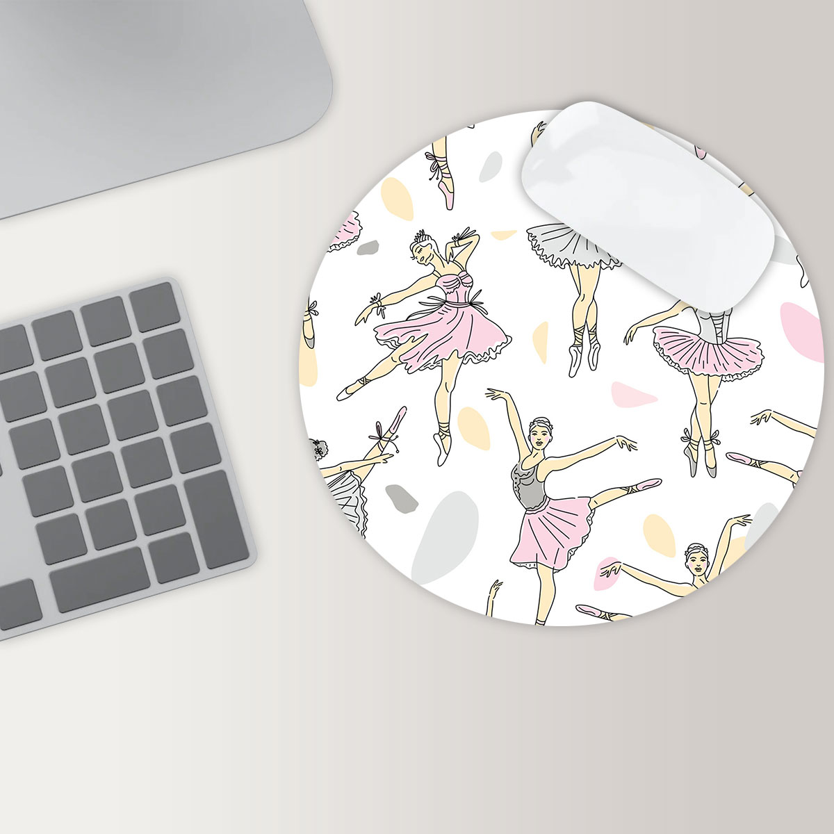 Colorful Ballet Dancer Round Mouse Pad