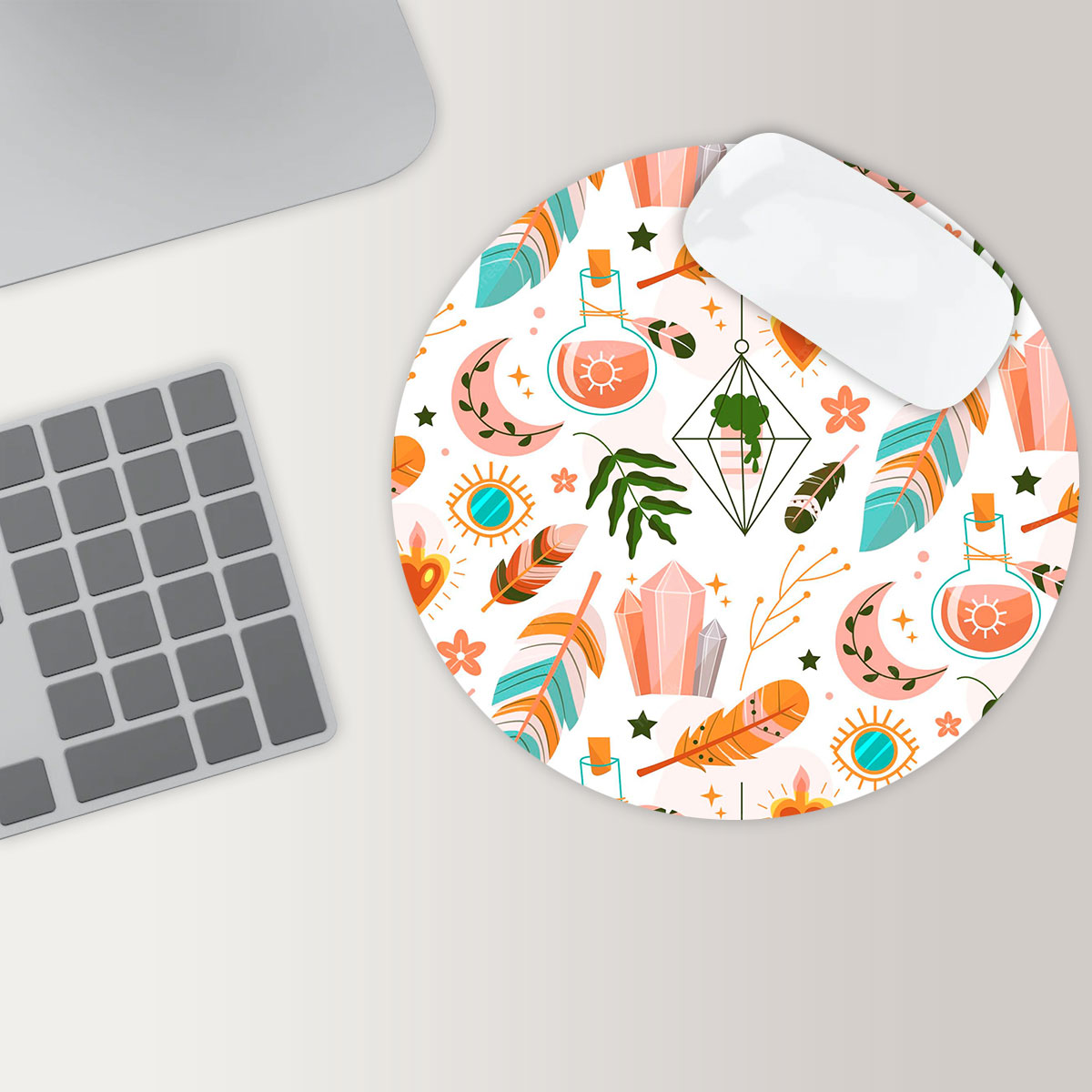 Colorful Bohemian Round Mouse Pad