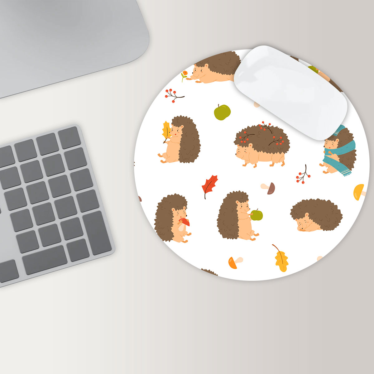 Cute Hedgehog Round Mouse Pad