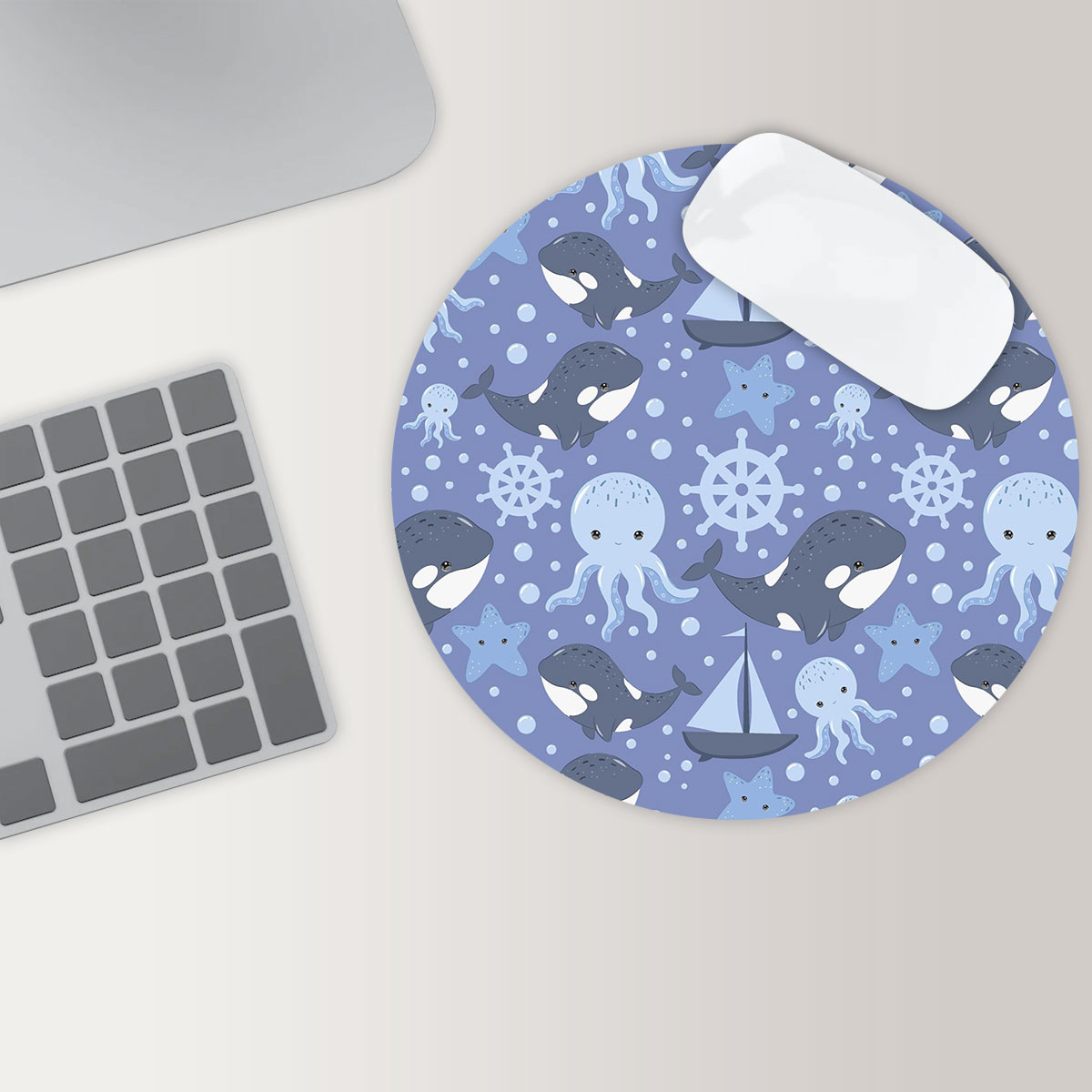 Cute Little Orca Round Mouse Pad