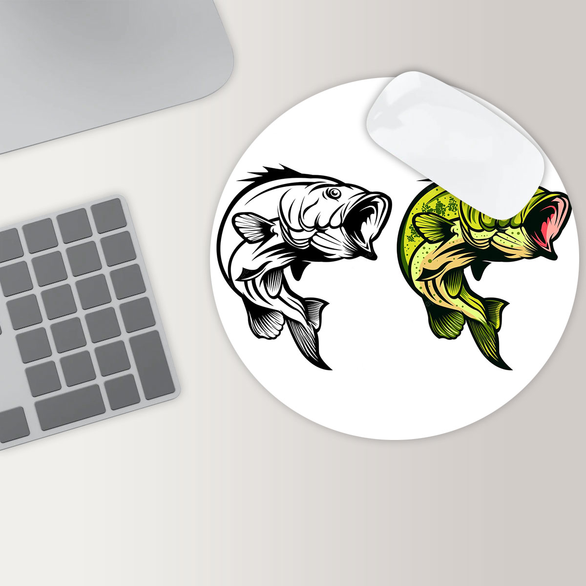 Double Bass Fish Round Mouse Pad