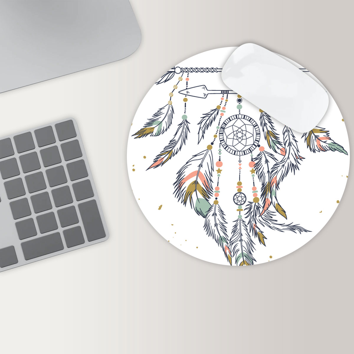Dreamcatcher Native American Round Mouse Pad