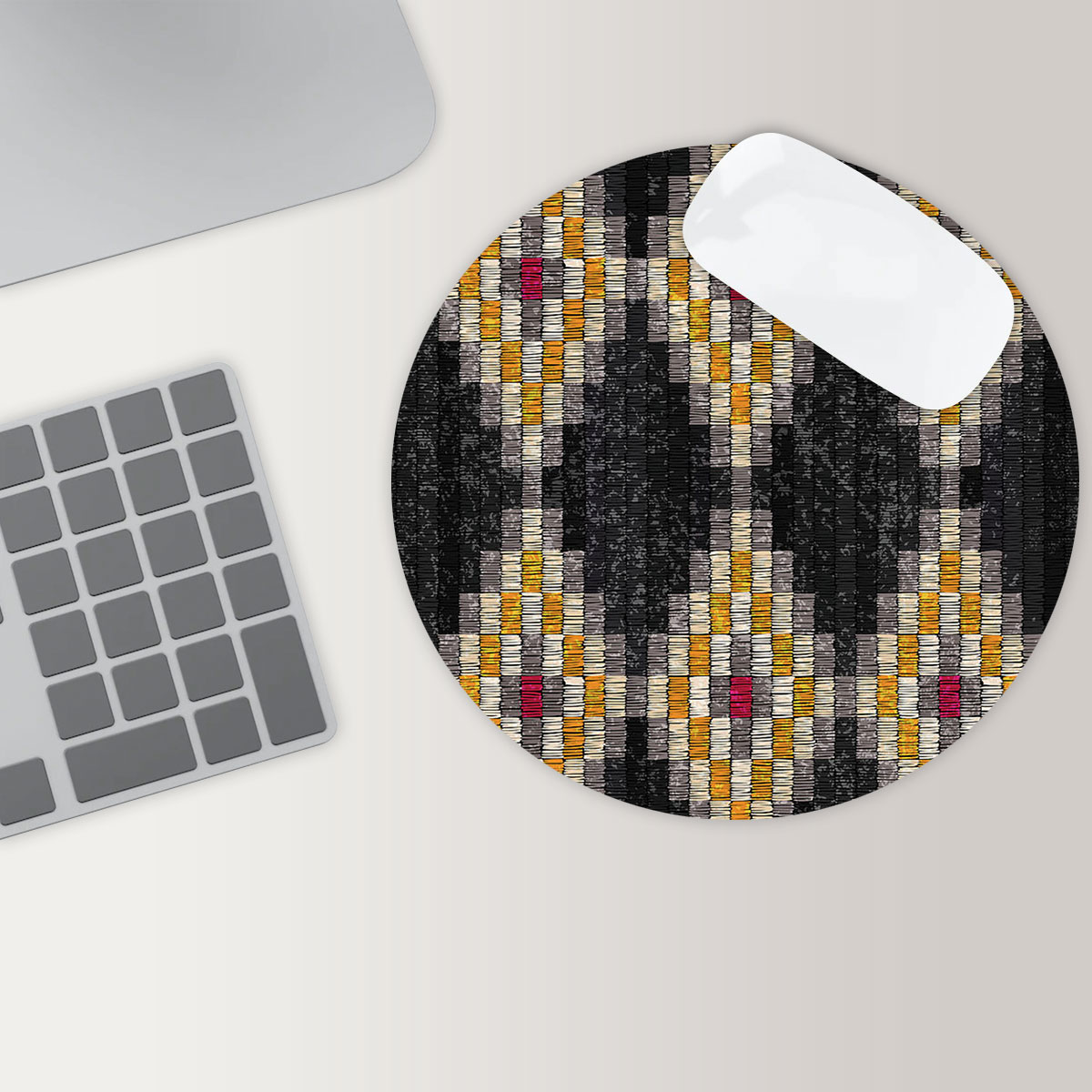 Embroidered Bohemian Style Round Mouse Pad