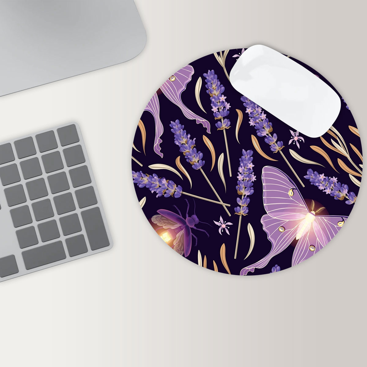 Fairy Fireflies Round Mouse Pad