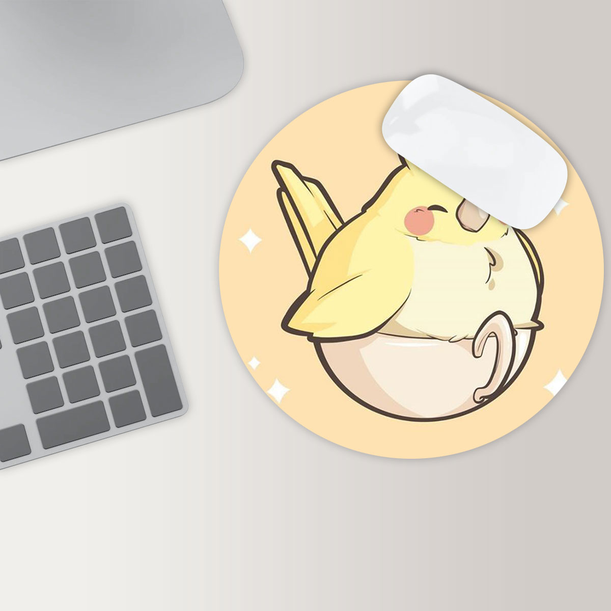 Fat Cockatiel Round Mouse Pad