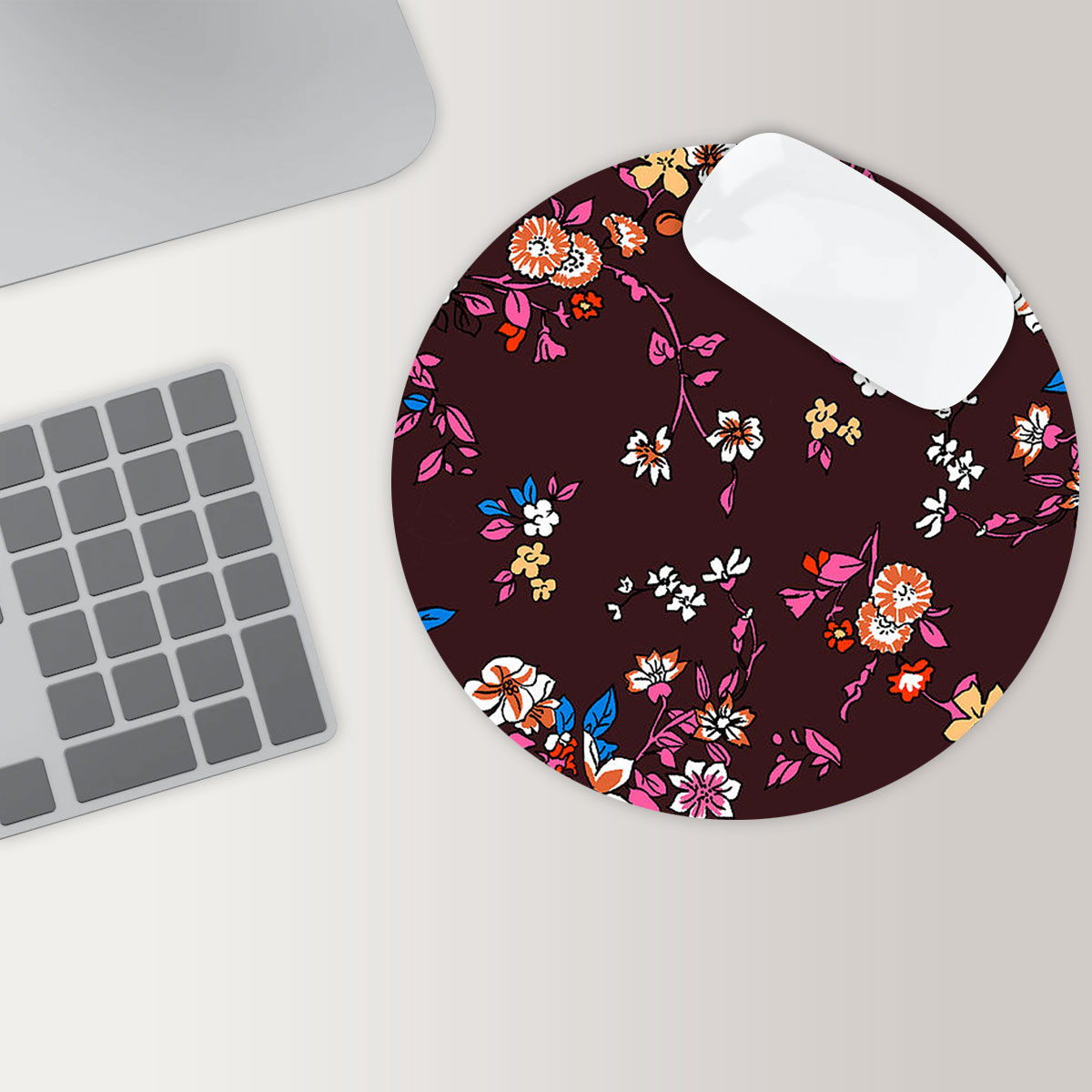 Floral Bohemian Round Mouse Pad