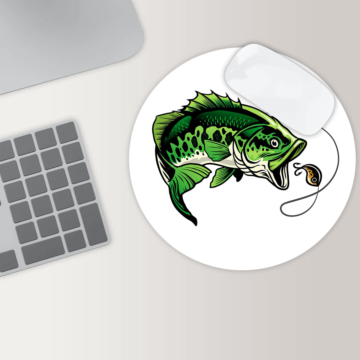 Funny Bass Fish Round Mouse Pad