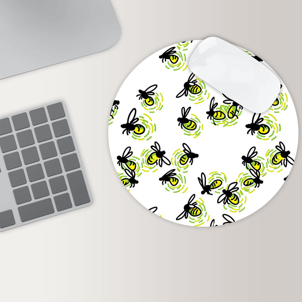 Glowing Fireflies Round Mouse Pad
