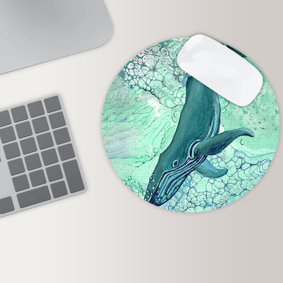 Humpback Whale Round Mouse Pad