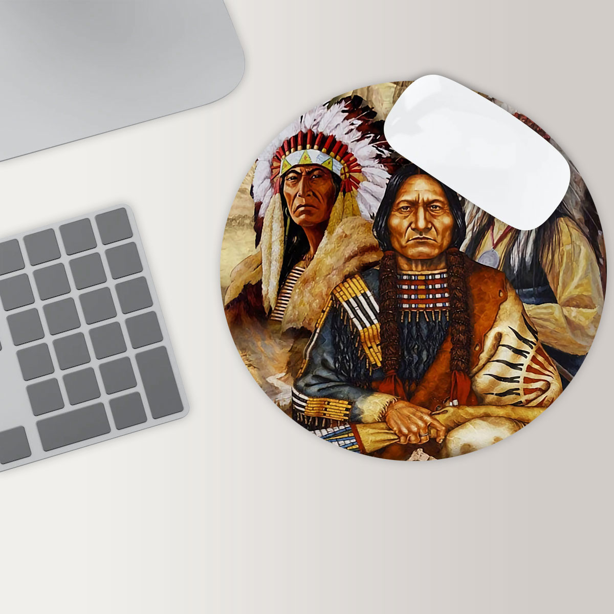Indigenous Native American Round Mouse Pad
