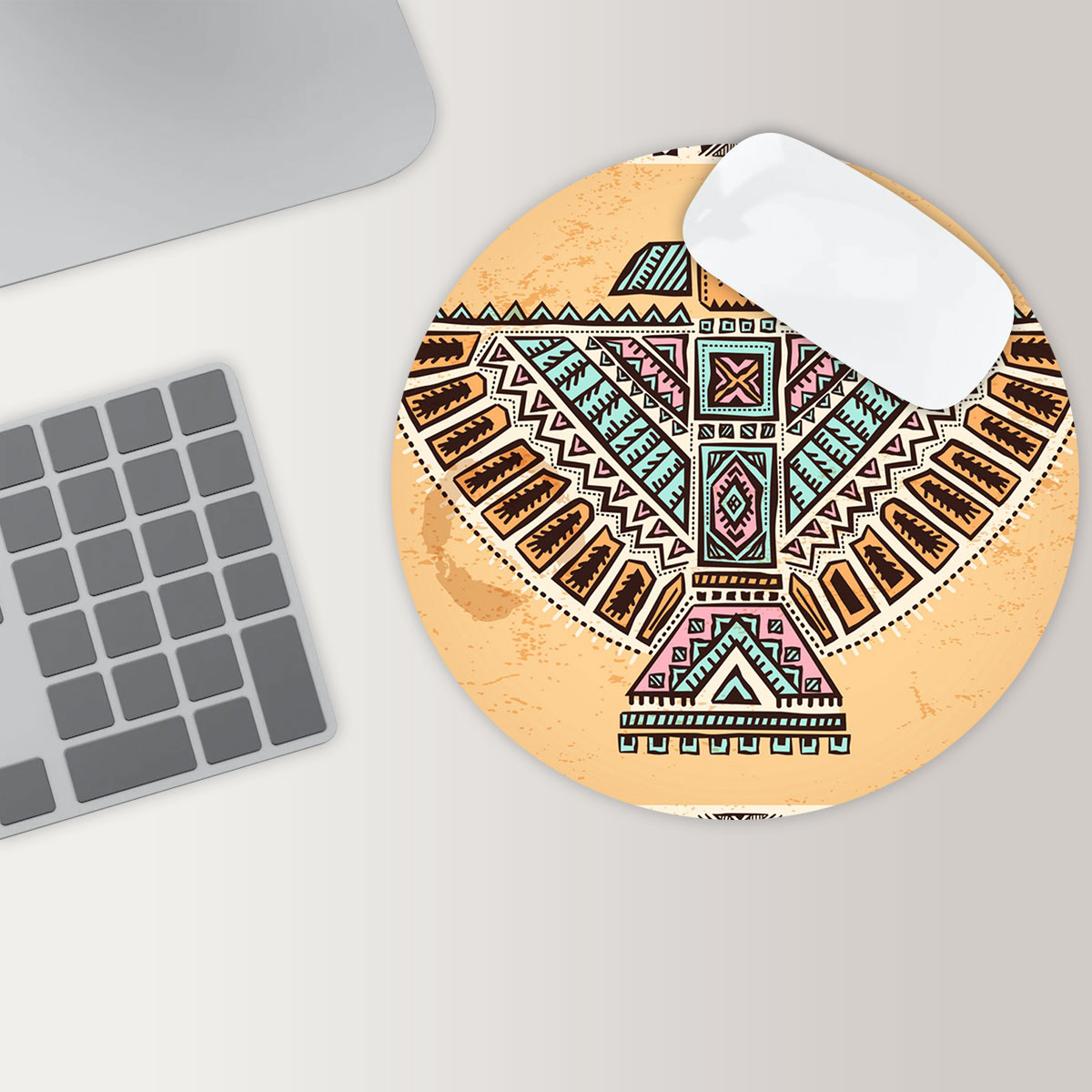 Lunarable Native American Round Mouse Pad