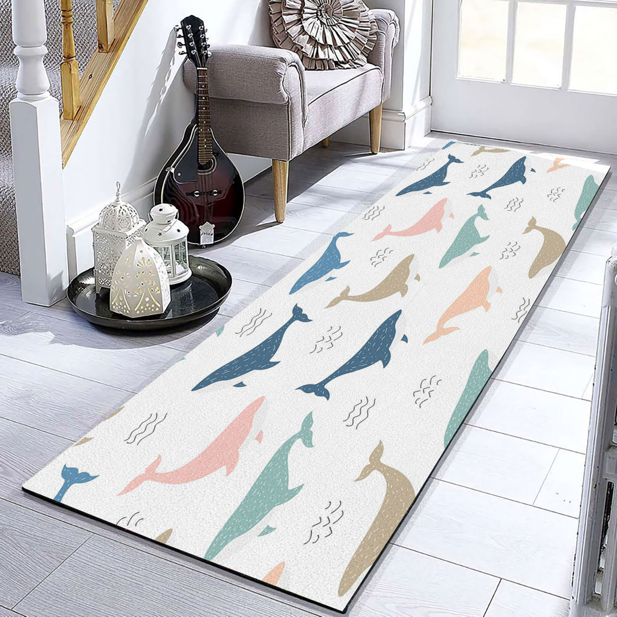 Colorful Blue Whale Runner Carpet