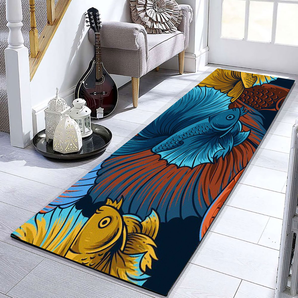 Colorful Cartoon Betta Fish Runner Carpet