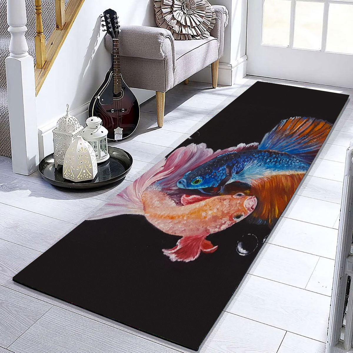 Colorful Couple Betta Fish Runner Carpet