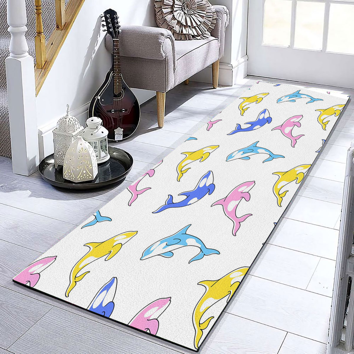 Colorful Orca Whale Runner Carpet