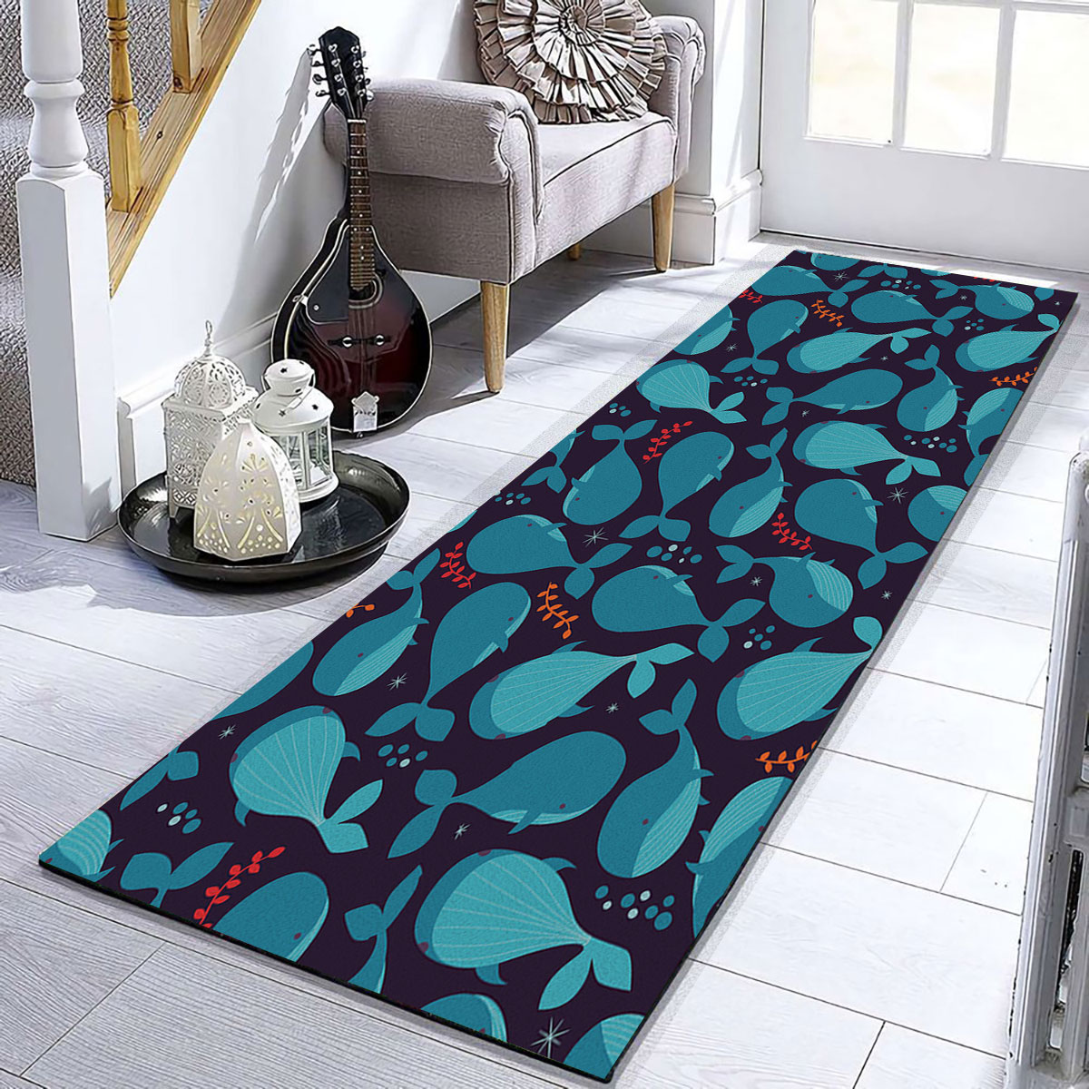 Dark Sea Blue Whale Runner Carpet