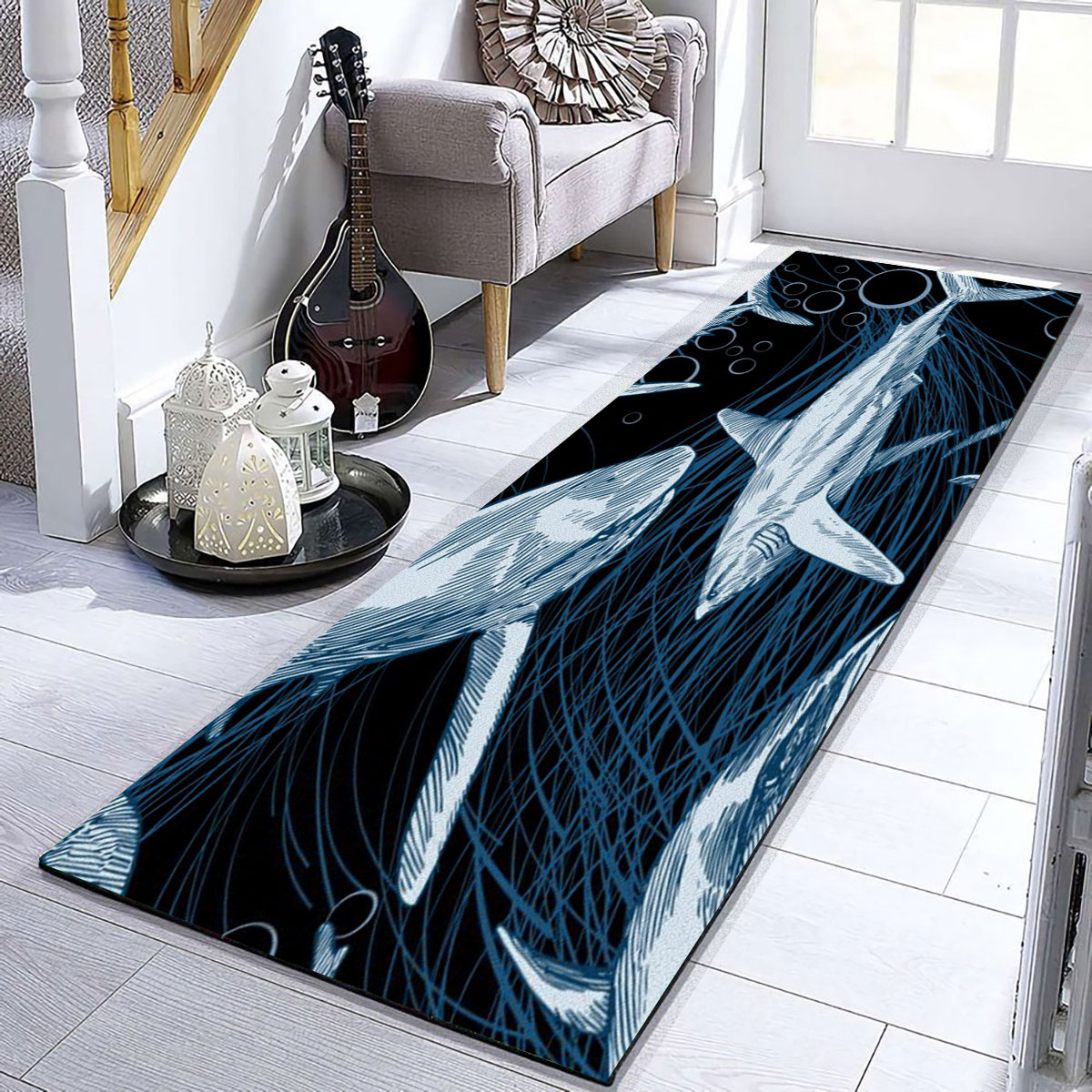 Dark Sea Great White Shark Runner Carpet
