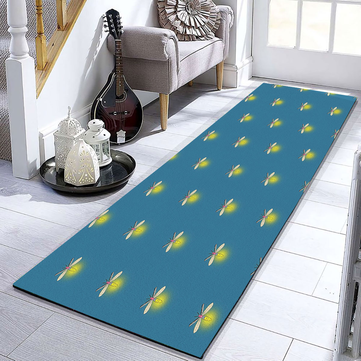 Fireflies On Blue Runner Carpet