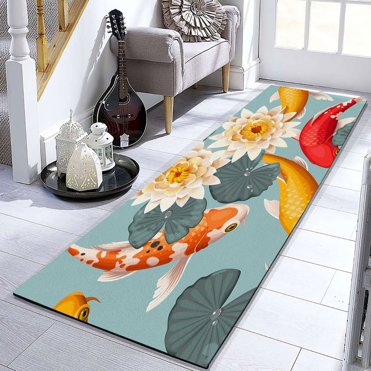 Flower Koi Fish Runner Carpet
