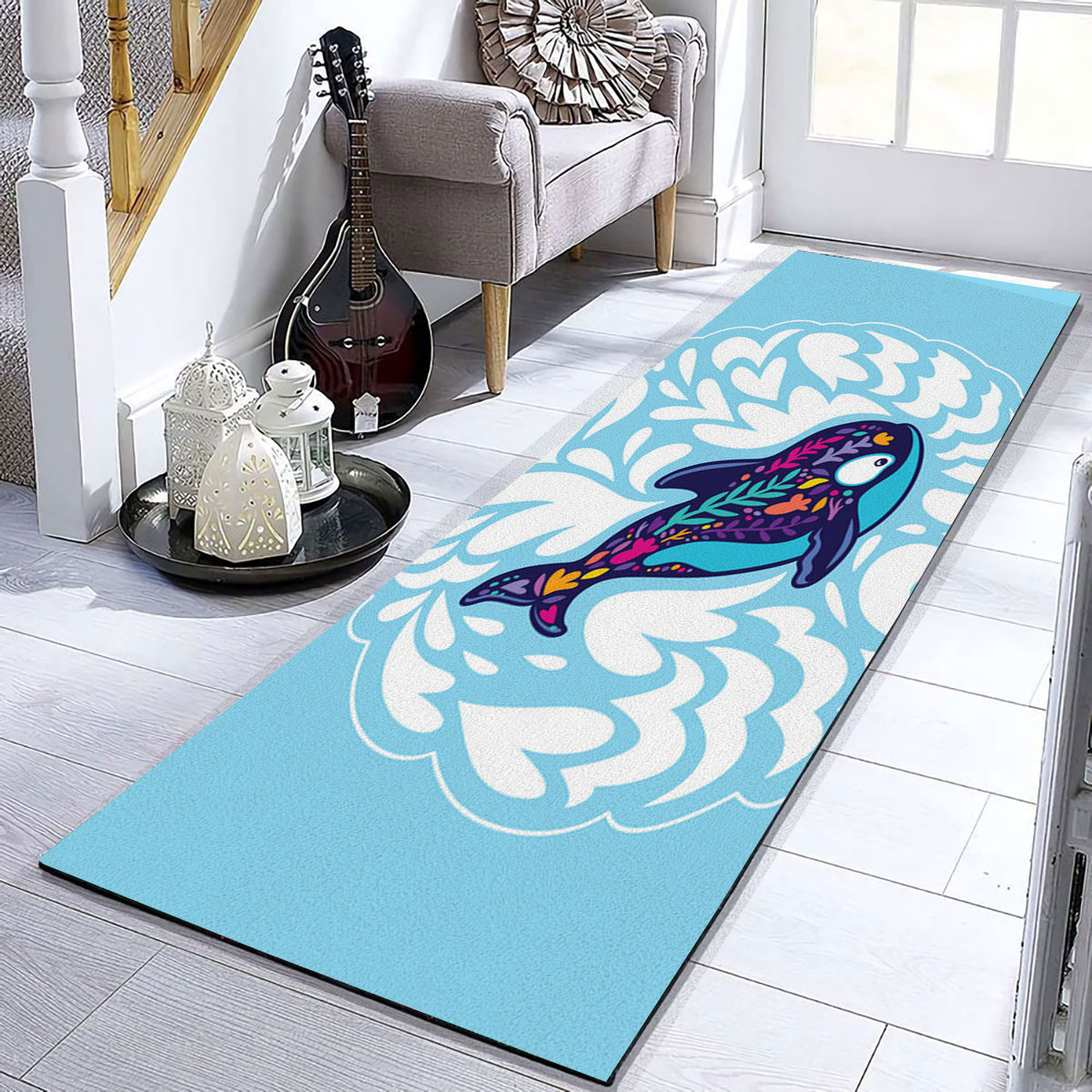 Magnificent Floral Orca Runner Carpet