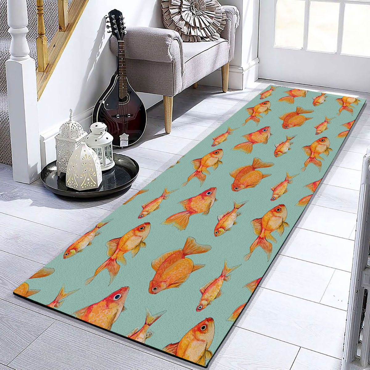 Many Goldfish Monogram Runner Carpet